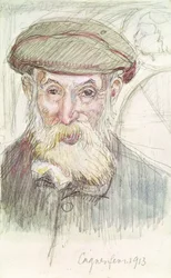 Porträt von Pierre Auguste Renoir (1841-1919) in Cagnes, 1913